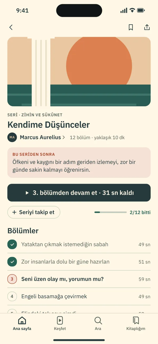 Seri sayfası: bölüm listesi ve ilerleme